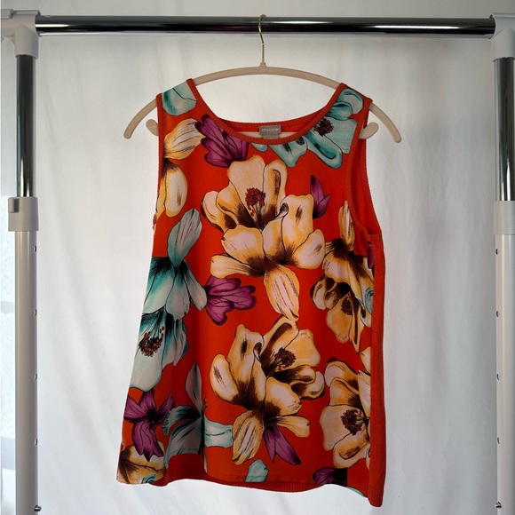 Chico's Tops - Chico’s Women’s Tropical Iris Floral Sweater Tank | Sleeveless | Size M
